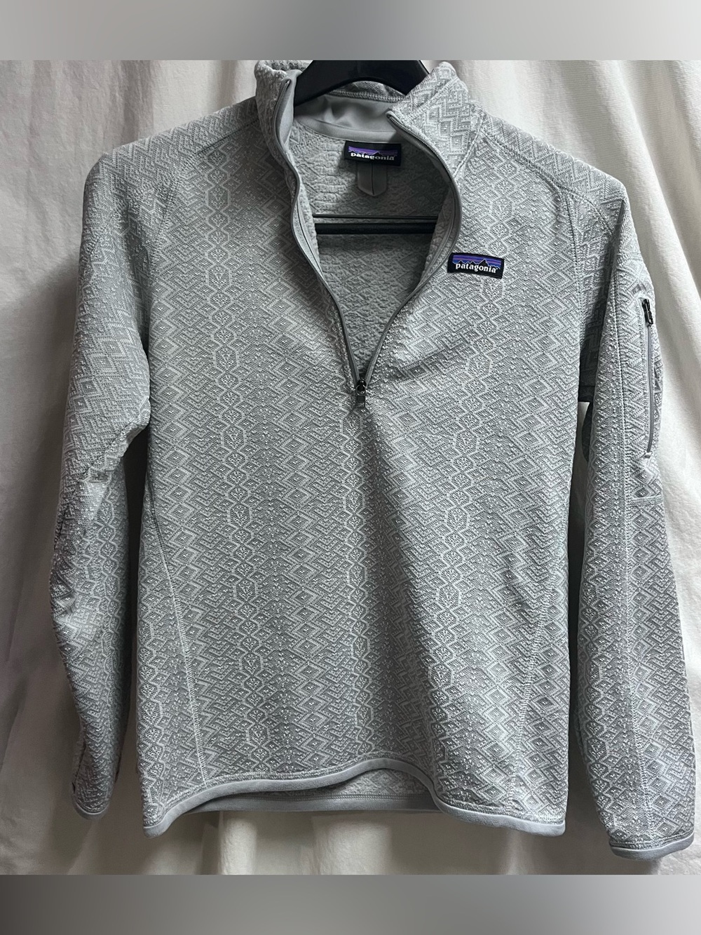 Patagonia Womens Small Frozen Jaquard Gray Better Sweater 1/4 Zip Fleece